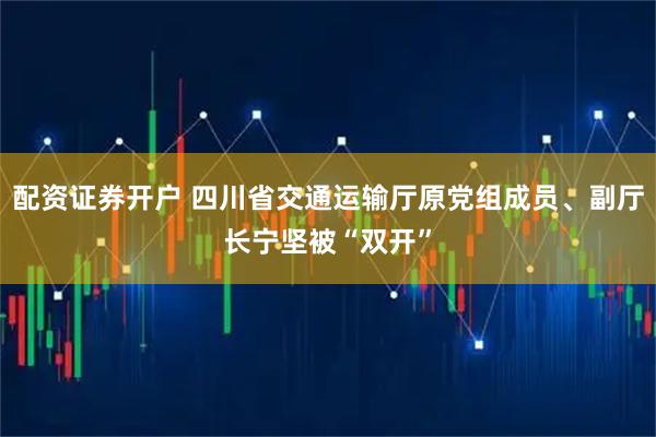 配资证券开户 四川省交通运输厅原党组成员、副厅长宁坚被“双开”